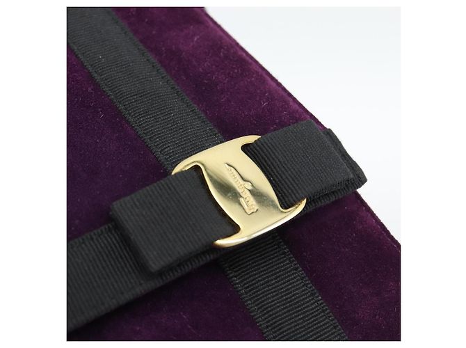 Borsa a tracolla Salvatore Ferragamo Vala in scamosciato viola e oro Auth BA14151A D'oro Porpora - vista 14