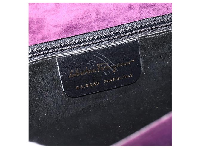 Borsa a tracolla Salvatore Ferragamo Vala in scamosciato viola e oro Auth BA14151A D'oro Porpora - vista 15