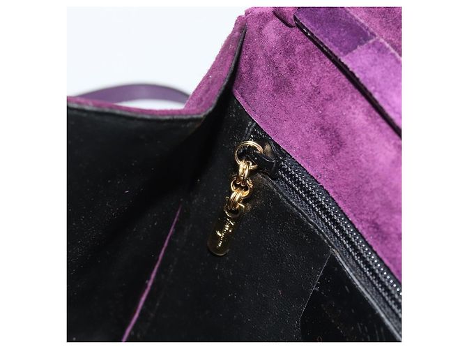 Borsa a tracolla Salvatore Ferragamo Vala in scamosciato viola e oro Auth BA14151A D'oro Porpora - vista 19