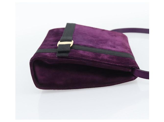 Borsa a tracolla Salvatore Ferragamo Vala in scamosciato viola e oro Auth BA14151A D'oro Porpora - vista 5