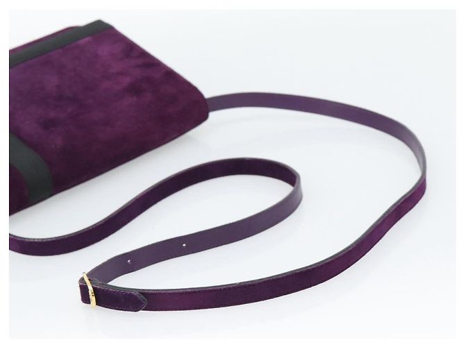 Borsa a tracolla Salvatore Ferragamo Vala in scamosciato viola e oro Auth BA14151A D'oro Porpora - vista 7