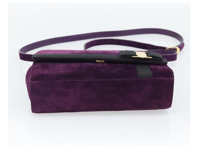 Borsa a tracolla Salvatore Ferragamo Vala in scamosciato viola e oro Auth BA14151A D'oro Porpora - vista 9