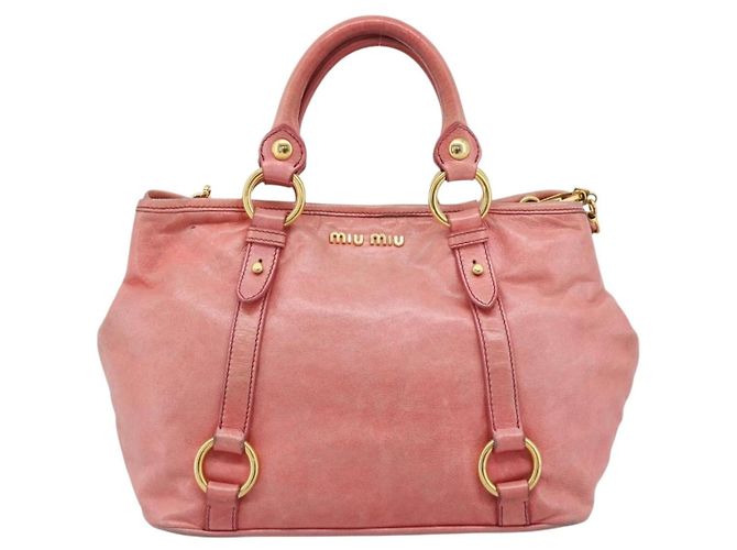 Borsa Miu Miu in pelle 2way Rosa Oro Auth am12098V D'oro - vista 13