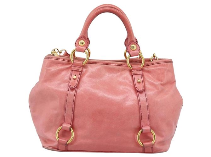 Borsa Miu Miu in pelle 2way Rosa Oro Auth am12098V D'oro - vista 2
