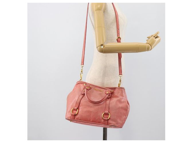 Borsa Miu Miu in pelle 2way Rosa Oro Auth am12098V D'oro - vista 24