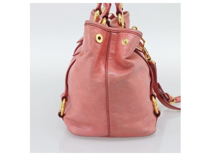 Borsa Miu Miu in pelle 2way Rosa Oro Auth am12098V D'oro - vista 3