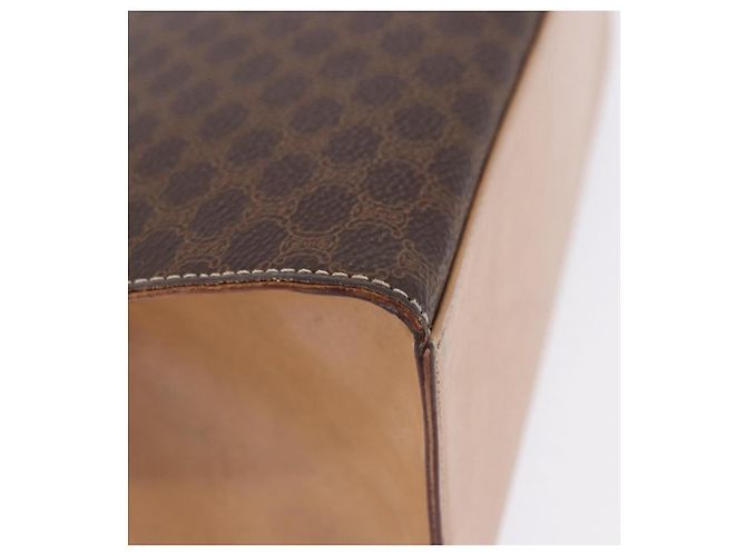 Céline Borsa CELINE Macadam Canvas PVC Pelle Marrone Oro Auth 193508A D'oro - vista 10
