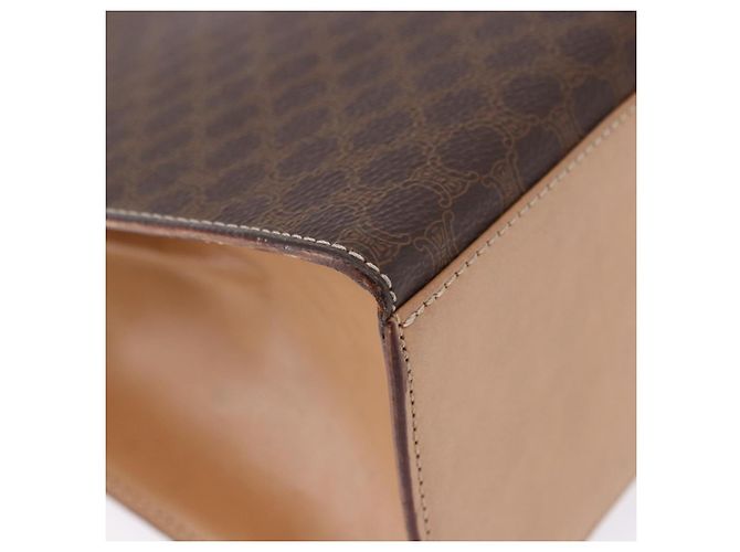 Céline Borsa CELINE Macadam Canvas PVC Pelle Marrone Oro Auth 193508A D'oro - vista 12