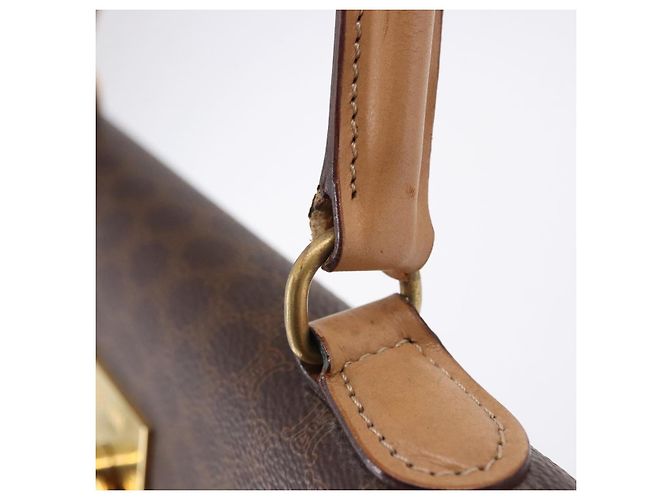 Céline Borsa CELINE Macadam Canvas PVC Pelle Marrone Oro Auth 193508A D'oro - vista 17
