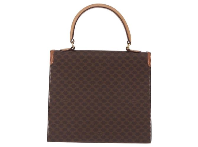 Céline Borsa CELINE Macadam Canvas PVC Pelle Marrone Oro Auth 193508A D'oro - vista 3