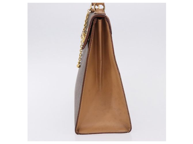 Céline Borsa CELINE Macadam Canvas PVC Pelle Marrone Oro Auth 193508A D'oro - vista 4