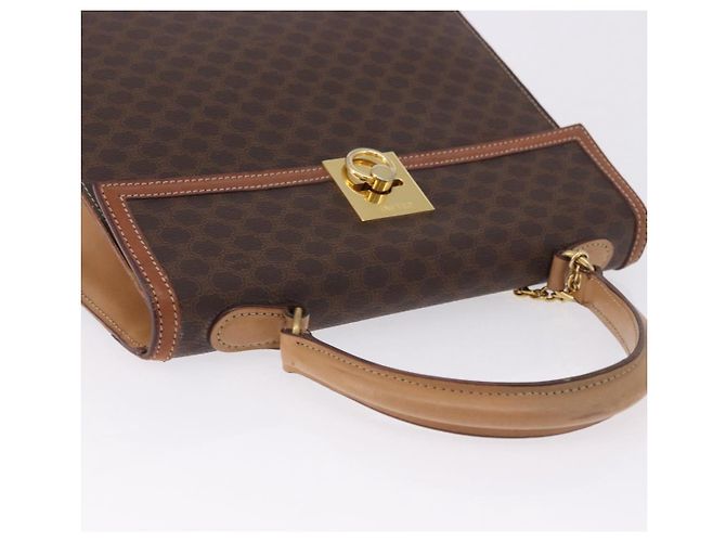 Céline Borsa CELINE Macadam Canvas PVC Pelle Marrone Oro Auth 193508A D'oro - vista 6