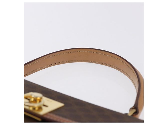 Céline Borsa CELINE Macadam Canvas PVC Pelle Marrone Oro Auth 193508A D'oro - vista 8