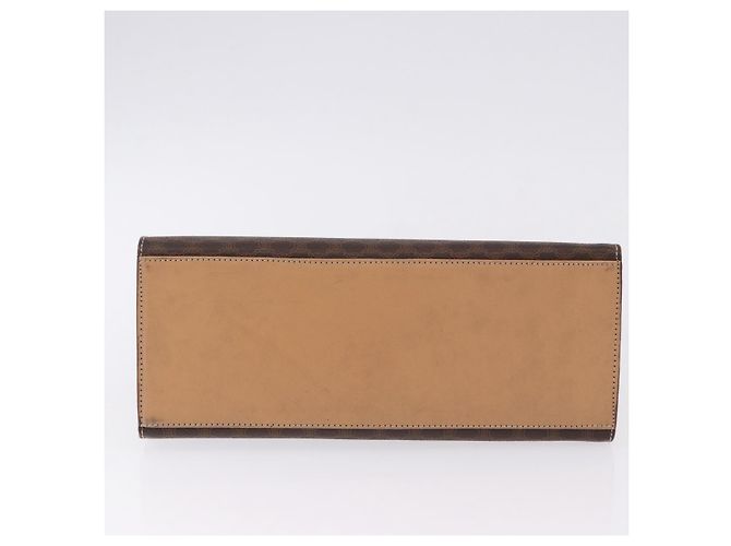 Céline Borsa CELINE Macadam Canvas PVC Pelle Marrone Oro Auth 193508A D'oro - vista 9
