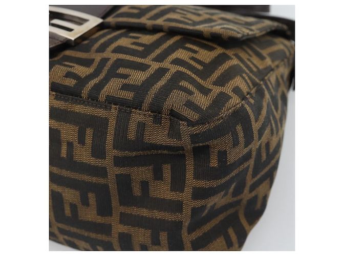 FENDI Zucca Canvas Mamma Baguette Shoulder Bag Black Brown Auth BA14103V Marrone Nero - vista 10