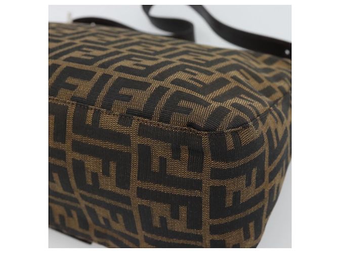 FENDI Zucca Canvas Mamma Baguette Shoulder Bag Black Brown Auth BA14103V Marrone Nero - vista 12
