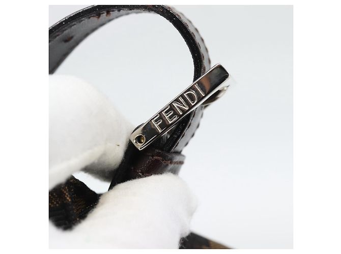 FENDI Zucca Canvas Mamma Baguette Shoulder Bag Black Brown Auth BA14103V Marrone Nero - vista 14