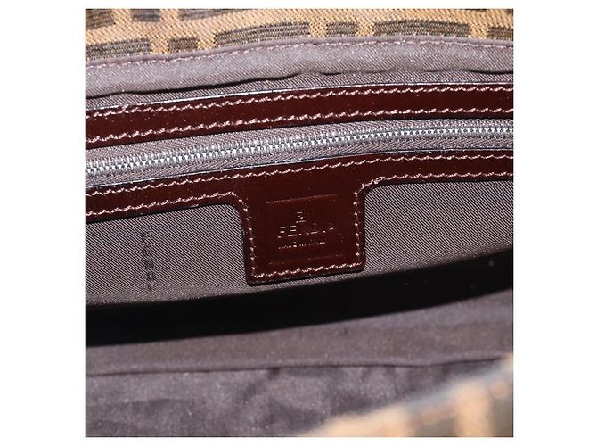 FENDI Zucca Canvas Mamma Baguette Shoulder Bag Black Brown Auth BA14103V Marrone Nero - vista 15