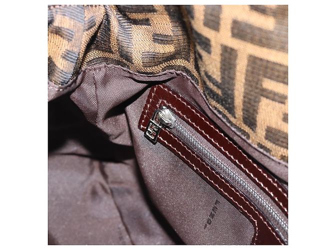 FENDI Zucca Canvas Mamma Baguette Shoulder Bag Black Brown Auth BA14103V Marrone Nero - vista 19