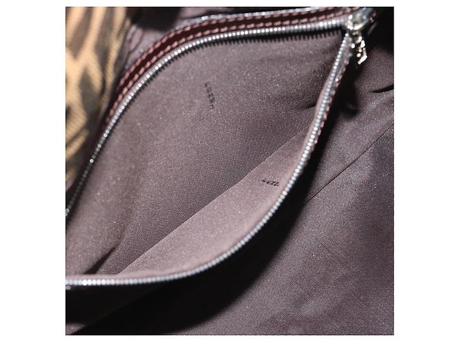 FENDI Zucca Canvas Mamma Baguette Shoulder Bag Black Brown Auth BA14103V Marrone Nero - vista 20
