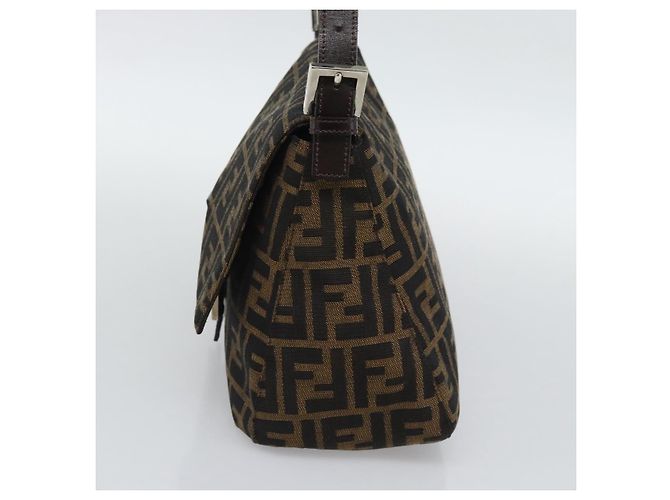 FENDI Zucca Canvas Mamma Baguette Shoulder Bag Black Brown Auth BA14103V Marrone Nero - vista 5