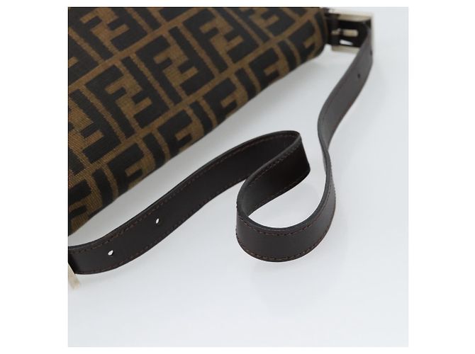 FENDI Zucca Canvas Mamma Baguette Shoulder Bag Black Brown Auth BA14103V Marrone Nero - vista 7