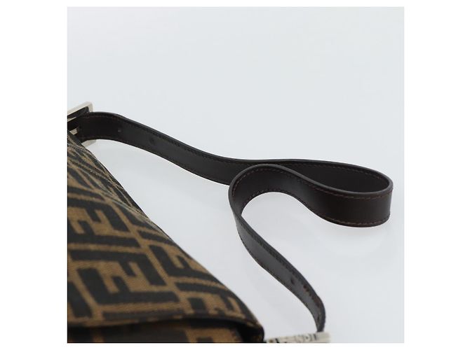 FENDI Zucca Canvas Mamma Baguette Shoulder Bag Black Brown Auth BA14103V Marrone Nero - vista 8
