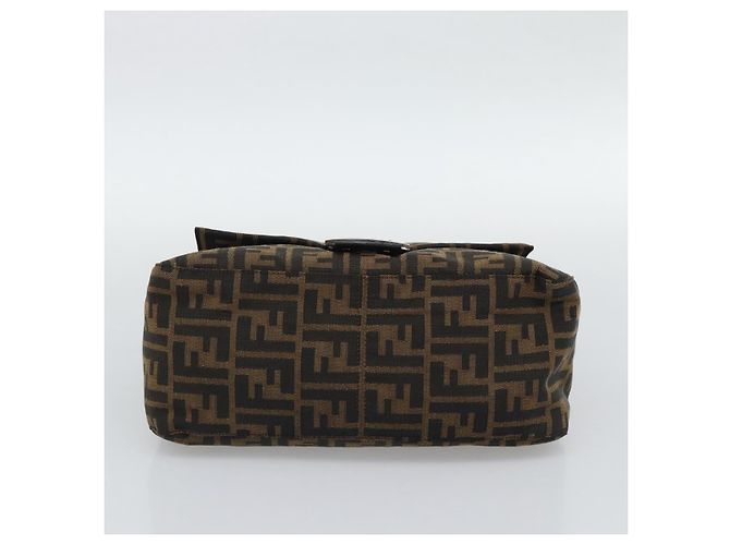 FENDI Zucca Canvas Mamma Baguette Shoulder Bag Black Brown Auth BA14103V Marrone Nero - vista 9