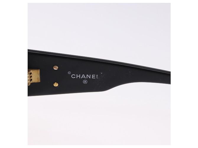 Occhiali da sole CHANEL Plastica Nero Oro CC Auth bs36338 D'oro - vista 13