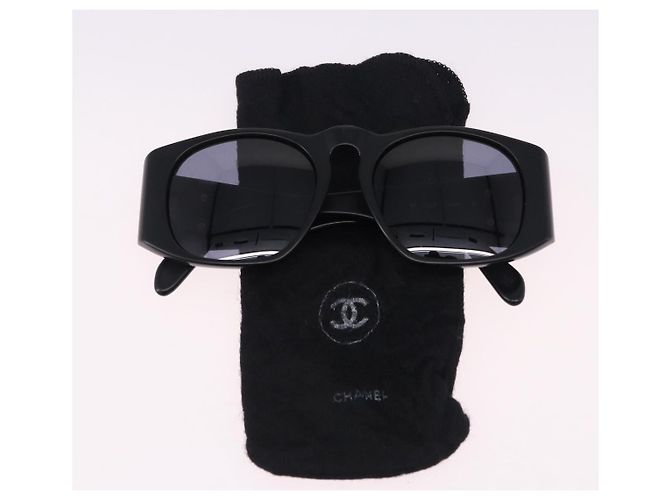 Occhiali da sole CHANEL Plastica Nero Oro CC Auth bs36338 D'oro - vista 14