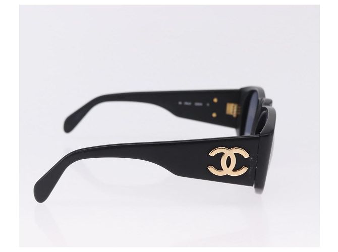 Occhiali da sole CHANEL Plastica Nero Oro CC Auth bs36338 D'oro - vista 6