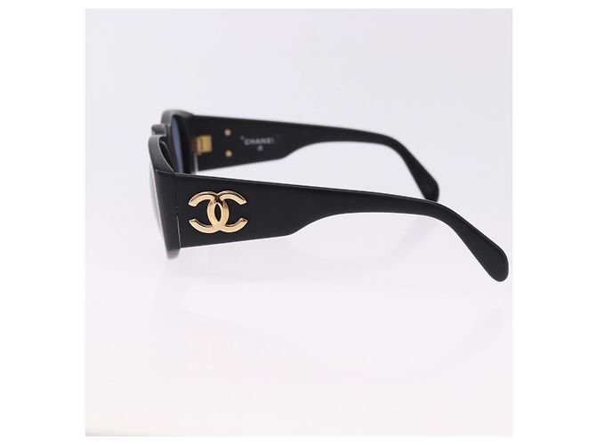 Occhiali da sole CHANEL Plastica Nero Oro CC Auth bs36338 D'oro - vista 8
