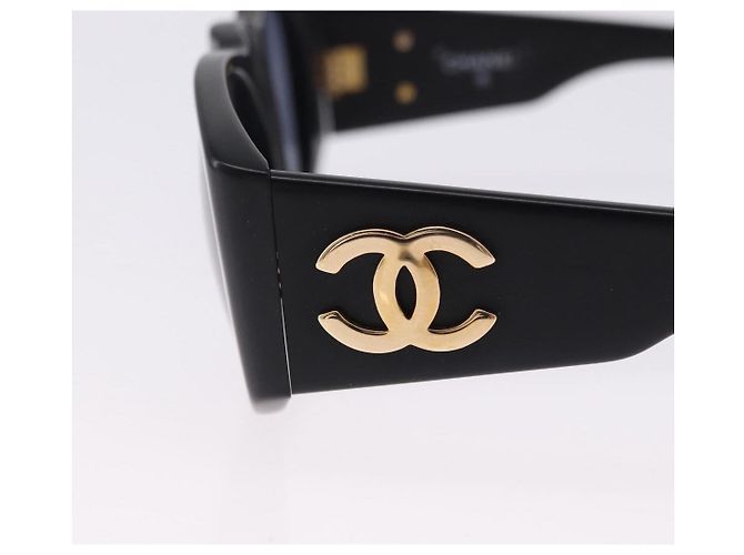 Occhiali da sole CHANEL Plastica Nero Oro CC Auth bs36338 D'oro - vista 9