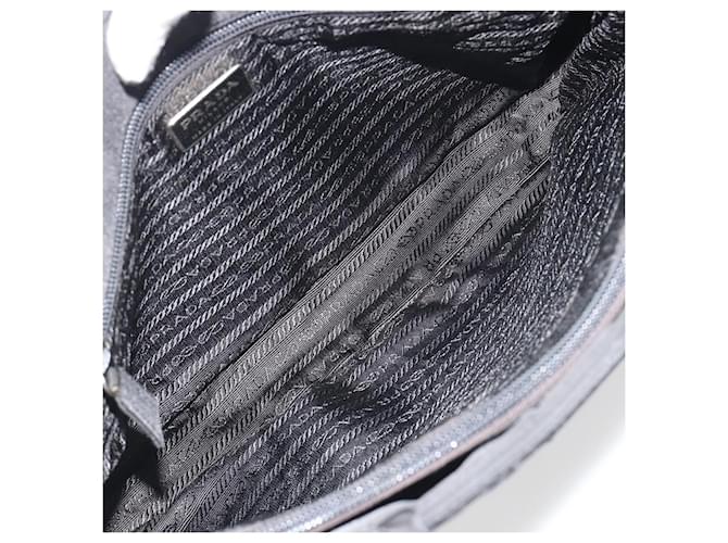 Borsa PRADA in nylon nero argento Auth ep15229 - vista 19