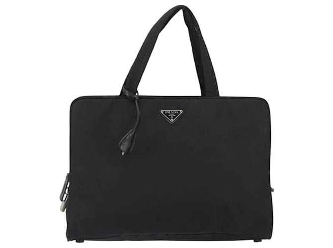 Borsa PRADA in nylon nero argento Auth ep15229 - vista 2