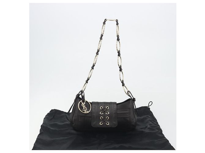 Bolsa de Ombro com Corrente SAINT LAURENT em Couro Marrom e Tom Dourado 138957 Auth yk20663SAM - vista 26