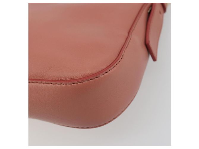 FENDI Studs Mamma Baguette Shoulder Bag Leather Pink Gold Tone Auth yk20664SAM Rosa - vista 12