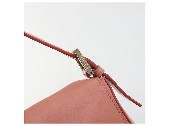FENDI Studs Mamma Baguette Shoulder Bag Leather Pink Gold Tone Auth yk20664SAM Rosa - vista 14