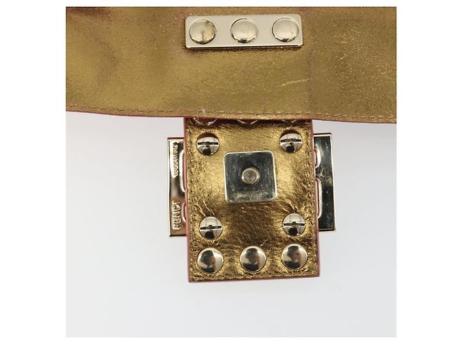 FENDI Studs Mamma Baguette Shoulder Bag Leather Pink Gold Tone Auth yk20664SAM Rosa - vista 17
