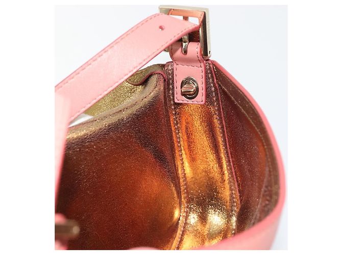 FENDI Studs Mamma Baguette Shoulder Bag Leather Pink Gold Tone Auth yk20664SAM Rosa - vista 19