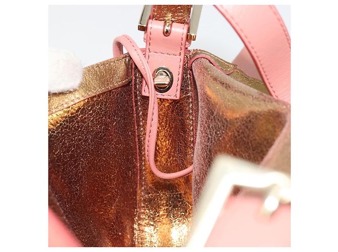 FENDI Studs Mamma Baguette Shoulder Bag Leather Pink Gold Tone Auth yk20664SAM Rosa - vista 20