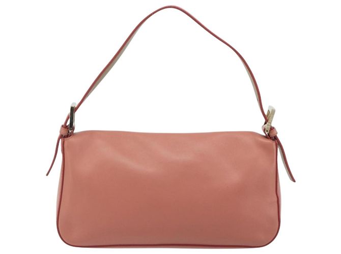 FENDI Studs Mamma Baguette Shoulder Bag Leather Pink Gold Tone Auth yk20664SAM Rosa - vista 3