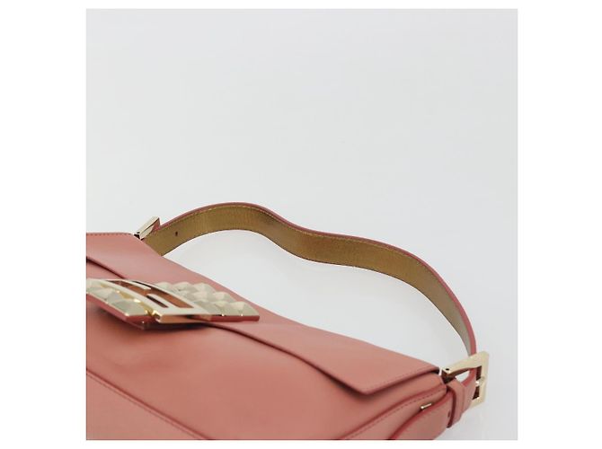 FENDI Studs Mamma Baguette Shoulder Bag Leather Pink Gold Tone Auth yk20664SAM Rosa - vista 8
