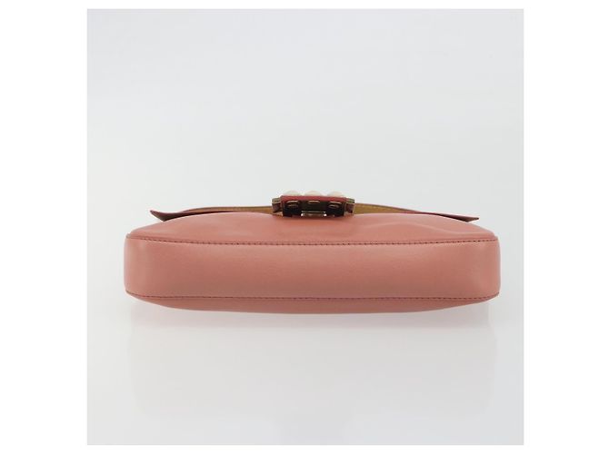 FENDI Studs Mamma Baguette Shoulder Bag Leather Pink Gold Tone Auth yk20664SAM Rosa - vista 9