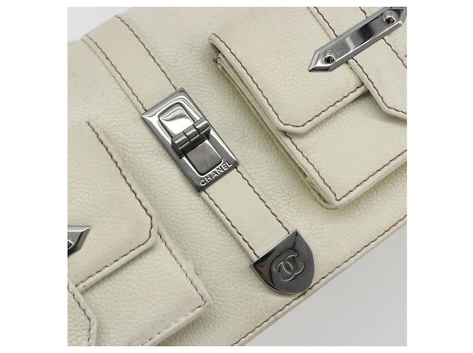 Borsa CHANEL in pelle bianca argento CC Auth bs36301A Bianco - vista 17