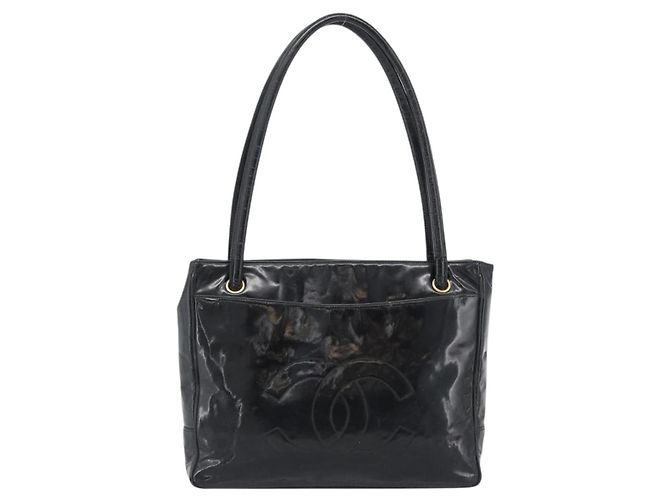 Borsa Tote CHANEL in vernice nero e oro CC Auth BA14104 D'oro - vista 2