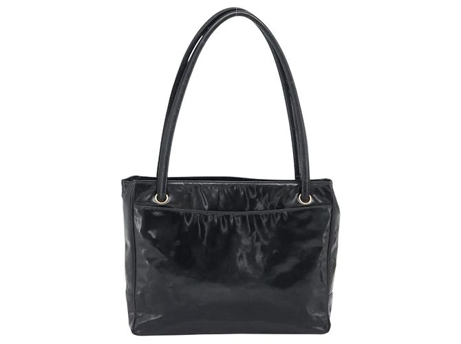 Borsa Tote CHANEL in vernice nero e oro CC Auth BA14104 D'oro - vista 3