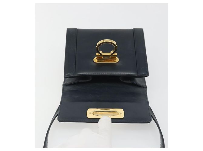 Borsa a tracolla Salvatore Ferragamo Gancini in pelle blu navy e oro Auth 192665 D'oro - vista 15