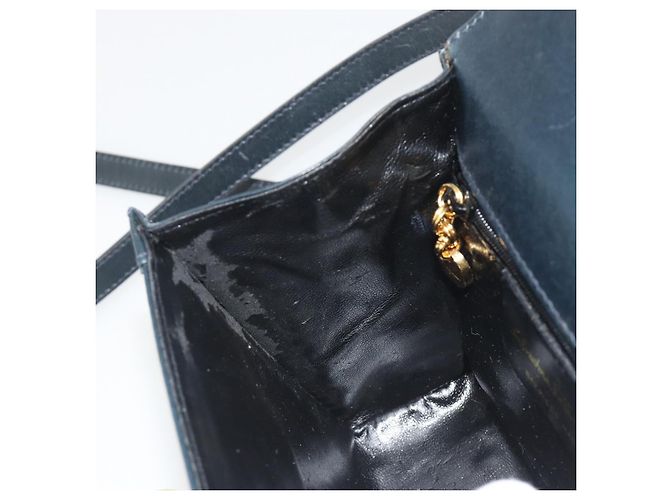 Borsa a tracolla Salvatore Ferragamo Gancini in pelle blu navy e oro Auth 192665 D'oro - vista 19