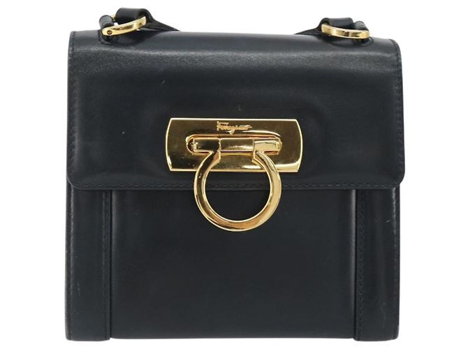 Borsa a tracolla Salvatore Ferragamo Gancini in pelle blu navy e oro Auth 192665 D'oro - vista 2
